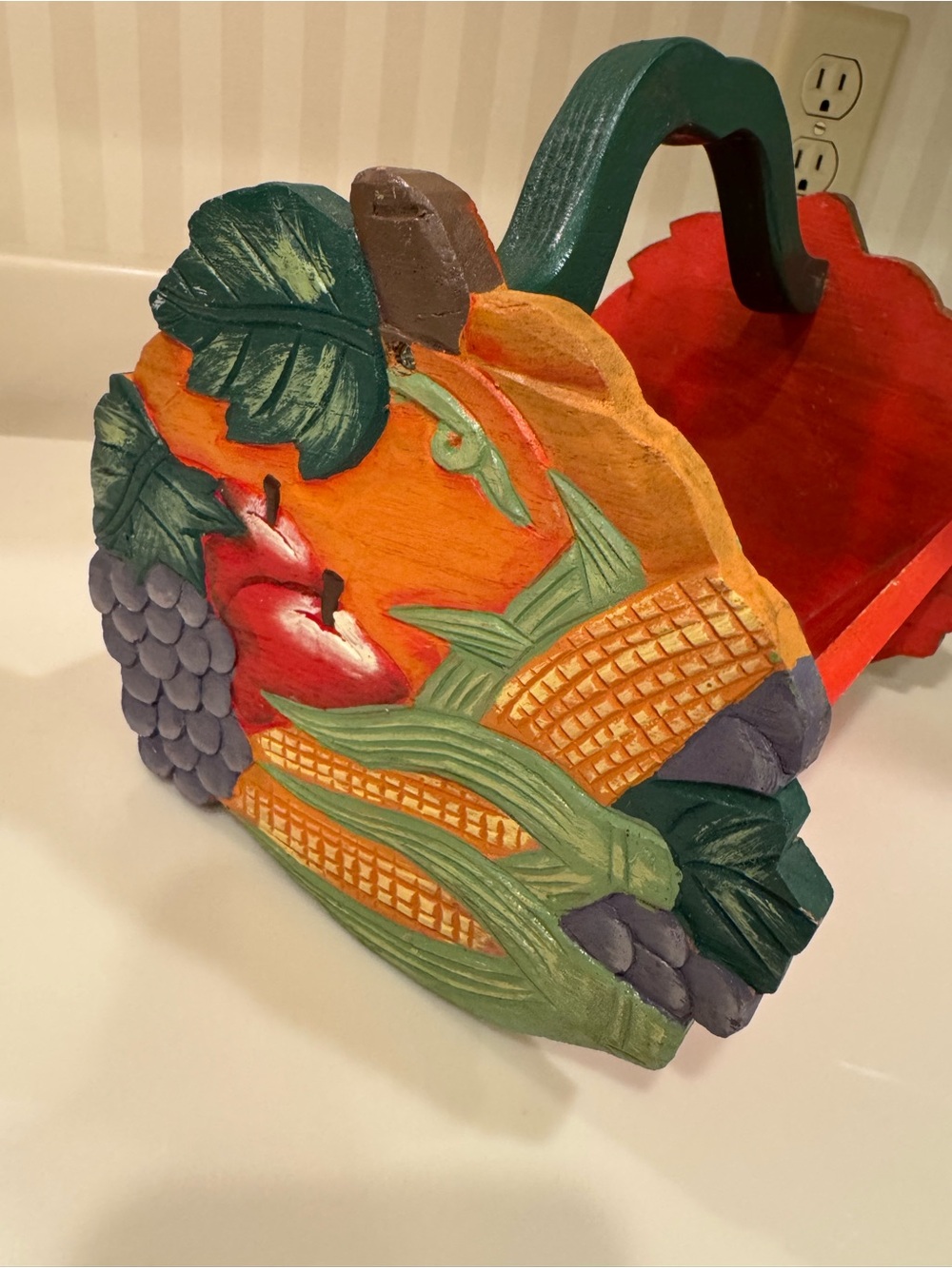 Hand Painted Wooden Fall Harvest Basket - Picture 3 of 15